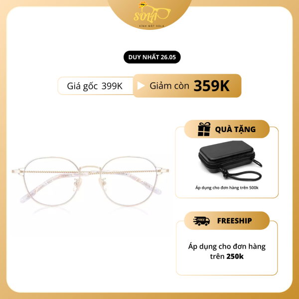 Gọng kính bầu dục - Vàng gold