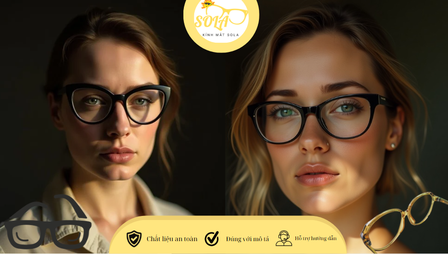 Mặt dài đeo kính mắt mèo hợp