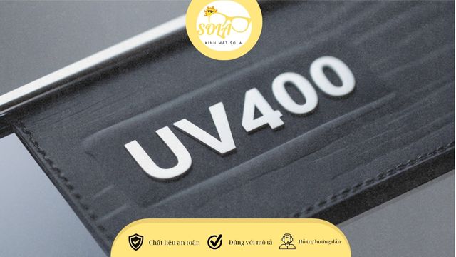 Tem UV400 trên kính râm chống tia UV